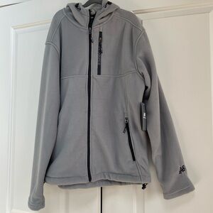 NWT New Balance Grey Hooded Fleece All Weather Comfort Pockets Jacket Hoodie
